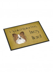 Papillon Spoiled Dog Lives Here Indoor/Outdoor Mat Multicolour 24 x 24inch