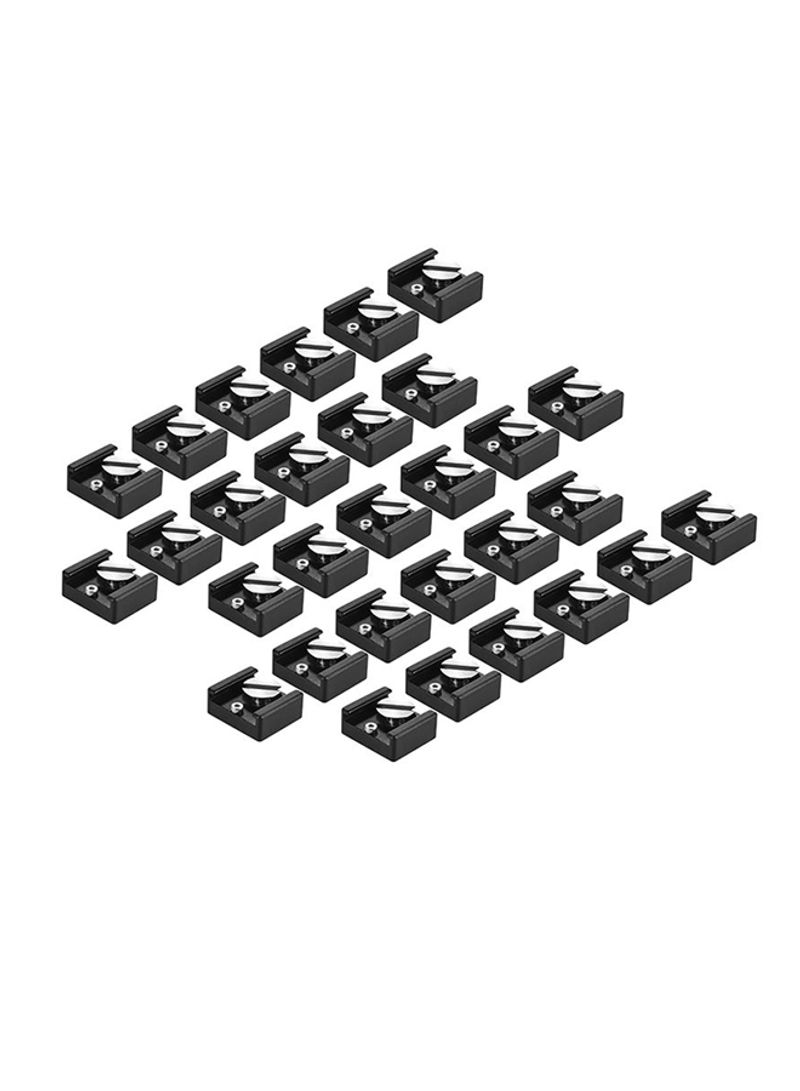 30-Piece Cold Shoe Mount Adapter Set With 1/4" Mounting Screw 2.2x2x0.9cm Black