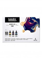 طقم حبر أكريليك إنك للصب مكون من 4 قطع Bright Gold/deep Violet/turquoise Deep