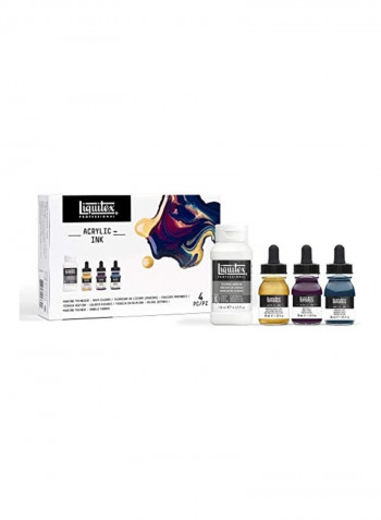 طقم حبر أكريليك إنك للصب مكون من 4 قطع Bright Gold/deep Violet/turquoise Deep