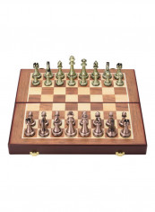 Metal Chess Pieces Wooden Folding Chessboard 32x6.5x16.5cm