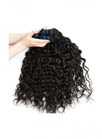 3-Piece Human Curly Hair Extension Set Black