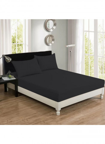 3-Piece Bedsheet Set Cotton Dark Grey Double