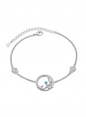 925 Sterling Silver Mermaid Crescent Moon Pendant Necklace With Zirconia