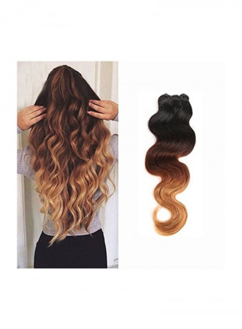 Three Tone Wavy Hair Extension Natural Black/Light Auburn/Honey Blonde 22inch