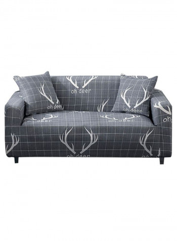Checked Pattern Breathable Sofa Slipcover Grey