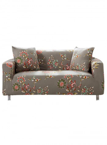 Flower Pattern Breathable Sofa Slipcover Grey