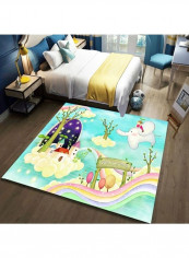 Cartoon Elephant Pattern Anti-Slip Rug Multicolour 120x160cm
