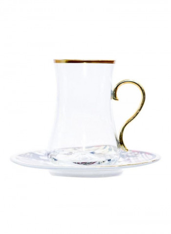 12-Piece Dervish Cup And Saucer Set Red/Green/Clear