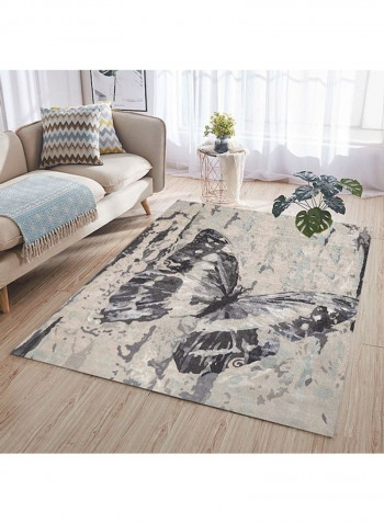 Butterfly Printed Floor Mat Beige/Grey/Black 120x160cm