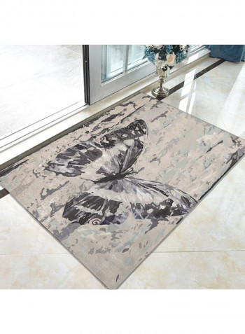 Butterfly Printed Floor Mat Beige/Grey/Black 120x160cm