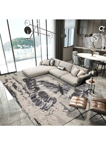 Butterfly Printed Floor Mat Beige/Grey/Black 120x160cm