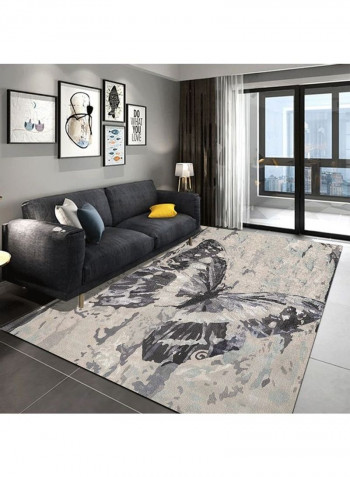 Butterfly Printed Floor Mat Beige/Grey/Black 120x160cm