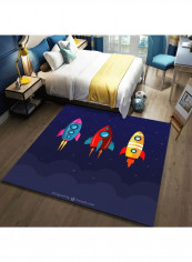 Cartoon Printed Rectangle Non-Slip Cozy Floor Rug Multicolour 120 x 160cm