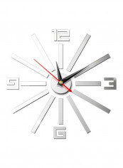 Glossy Creative Clock Living Room Decorated Wall Sticker Silver 60x90cm
