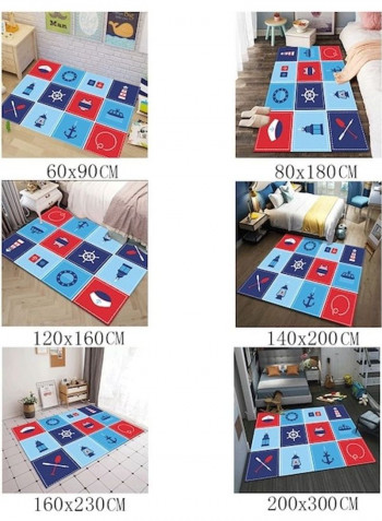 Printed Living Room Floor Rug Blue/Red/White 120x160cm