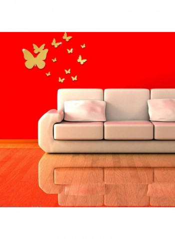 12-Piece Butterfly Design Wall Sticker Gold