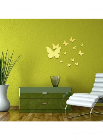 12-Piece Butterfly Design Wall Sticker Gold