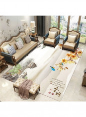 Chinese Style Landscape Print Non-Slip Floor Mat Multicolour 120x160cm