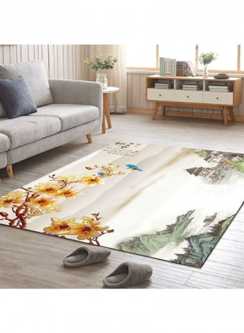Chinese Style Landscape Print Non-Slip Floor Mat Multicolour 120x160cm