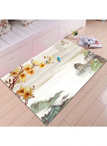 Chinese Style Landscape Print Non-Slip Floor Mat Multicolour 120x160cm