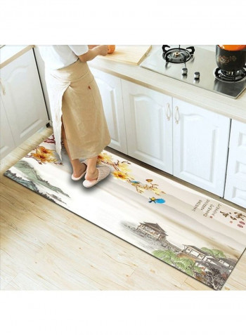 Chinese Style Landscape Print Non-Slip Floor Mat Multicolour 120x160cm