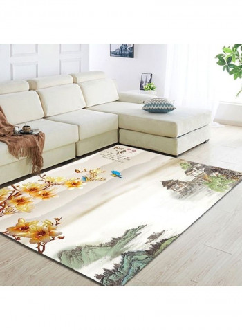 Chinese Style Landscape Print Non-Slip Floor Mat Multicolour 120x160cm