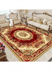 Flowers Pattern Anti-Skidding Rug Red/Yellow 120x160cm