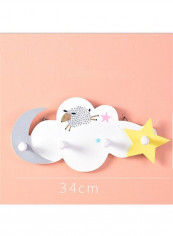 1-Piece Cartoon Cloud Wood Wall Hook Multicolour 60x90cm
