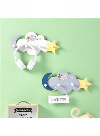 1-Piece Cartoon Cloud Wood Wall Hook Multicolour 60x90cm