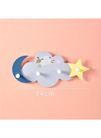 1-Piece Cartoon Cloud Wood Wall Hook Multicolour 60x90cm