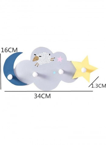 1-Piece Cartoon Cloud Wood Wall Hook Multicolour 60x90cm