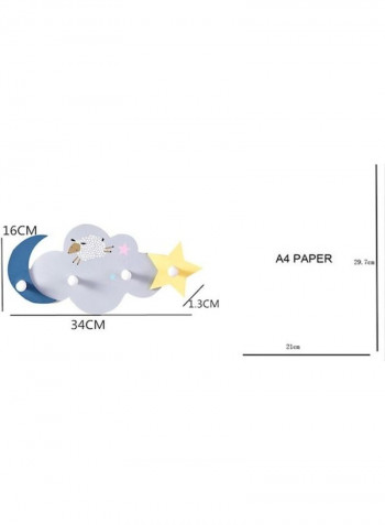 1-Piece Cartoon Cloud Wood Wall Hook Multicolour 60x90cm