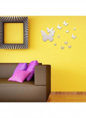 12 Piece Modern Solid Color Butterflies Design Wall Sticker Silver 60x90cm