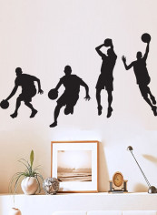 4-Piece Waterproof Jordan Basketball Wall Stickers Black