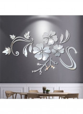 Decorative Floral Pattern Wall Sticker Silver 60x  90cm