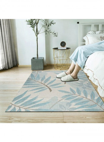 Fresh Style Leaf Printed Anti-Slip Floor Carpet Grey/Green 120x160cm
