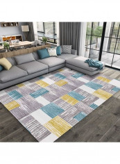 Modern Style Colour Blocks Anti-Slip Floor Carpet Multicolour 120 x 160cm