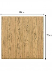 Self-Adhesive Wooden Pattern 3D Wall Sticker Brown 70 x 70cm