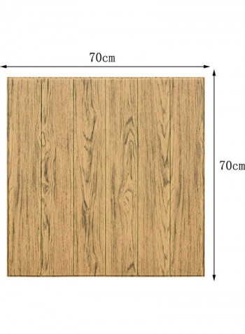 Self-Adhesive Wooden Pattern 3D Wall Sticker Brown 70 x 70cm