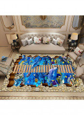 3d Sea World Print Carpet Multicolour 120 x 160cm