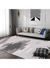Modern Style Abstract Print Anti-Slip Fashion Carpet Grey/White 120x160cm