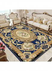 European Style Classic Anti-Slip Rectangle Floor Rug Blue/Brown 120x160cm