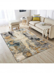 Abstract Printed Non-Slip Rug Grey/Beige/Black 120x160cm