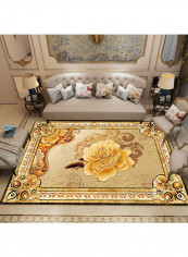 Flowers Pattern Floor Rug Rug Yellow/Brown 120x160cm