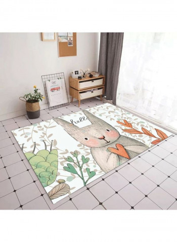 Rabbit Pattern Non-Skid Room Rug White/Grey/Brown 120x160cm