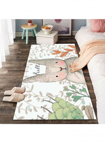 Rabbit Pattern Non-Skid Room Rug White/Grey/Brown 120x160cm