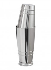 2-Piece Footed Polished Stainless Steel Boston Cocktail Shaker Silver