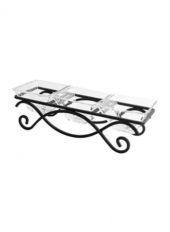 3-Piece Elegant Serving Bowl With Holder Set Clear/Black 8.15.113.8inch