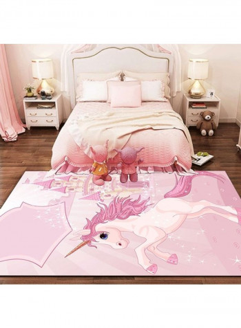 Cartoon Unicorn Patterned Rectangle Anti-Slip Floor Rug Pink 120x160cm